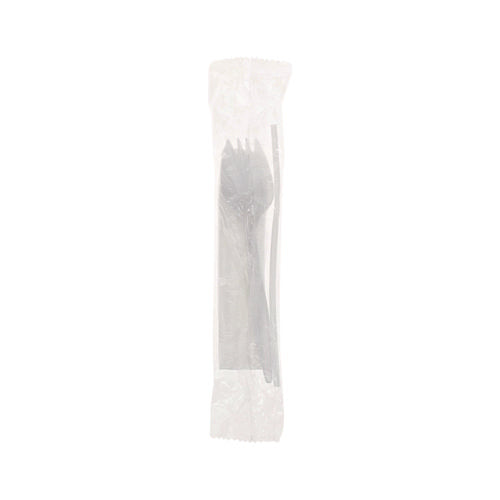 Fieldware Cutlery Kit, Mediumweight, Napkin/spork/straw, Plastic, White, 1,000/carton