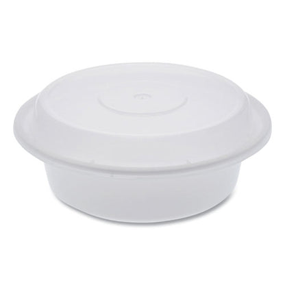 Newspring Versatainer Microwavable Containers, Round, 16 Oz, 6 X 6 X 1.5, White/clear, Plastic, 150/carton