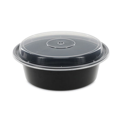 Newspring Versatainer Microwavable Containers, 32 Oz, 7" Diameter X 2" H, Black/clear, Plastic, 150/carton