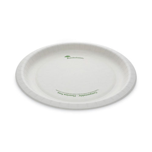 Earthchoice Pressware Compostable Dinnerware, Plate, Paper, 10" Dia, White, 300/carton