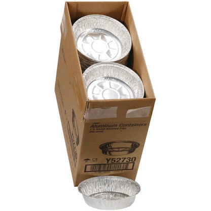 Aluminum Take-out Container, 24 Oz, 7" Diameter X 1.53" H, Silver, 250/carton