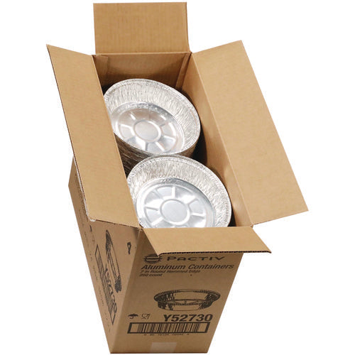 Aluminum Take-out Container, 24 Oz, 7" Diameter X 1.53" H, Silver, 250/carton