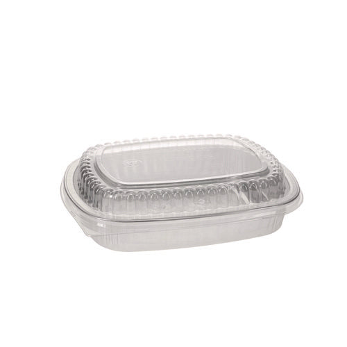 Classic Carry-out Container With Pet Dome Lid, 46 Oz, 9.8 X 7.8 X 1.3, Silver/clear, Aluminum, 50/carton
