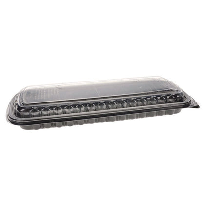 Mealmaster Rib Container Base/lid, 16.6 X 7.3 X 2.3, Black/clear, Plastic, 80/carton