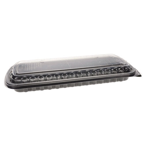 Mealmaster Rib Container Base/lid, 16.6 X 7.3 X 2.3, Black/clear, Plastic, 80/carton