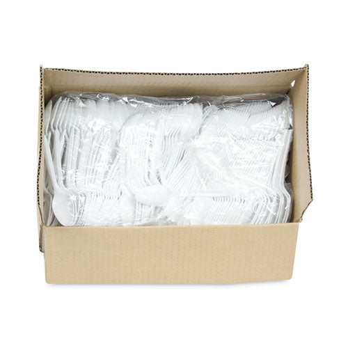 Fieldware Cutlery, Mediumweight Spoon, Plastic, White, 1,000/carton