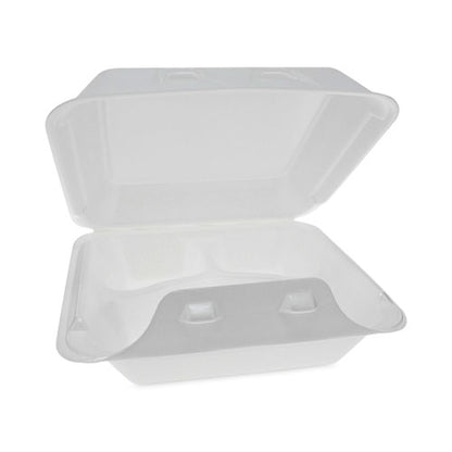 Smartlock Foam Hinged Lid Container, Medium, 3 Compartments, 8 X 8.5 X 3, White, 150/carton