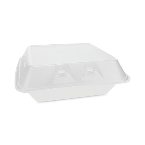Smartlock Vented Foam Hinged Lid Container, 3 Compartments, 9 X 9.25 X 3.25, White, 150/carton