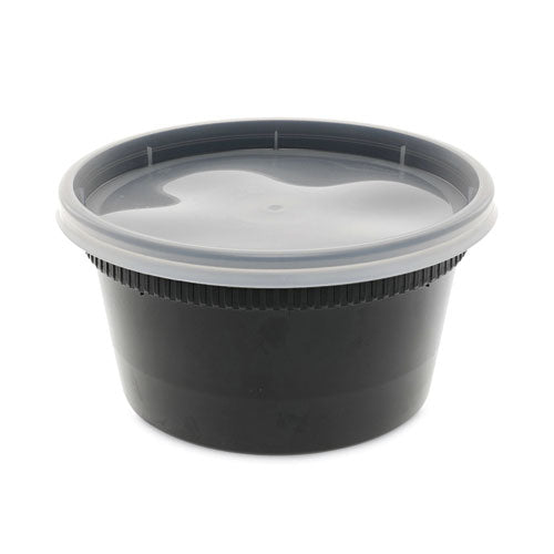 Newspring Delitainer Microwavable Container, 12 Oz, 4.55" Diameter X 2.45" H, Black/clear, Plastic, 240/carton