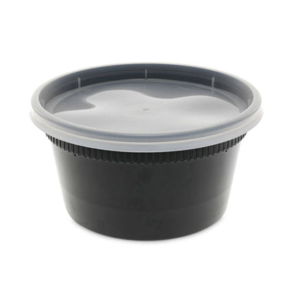 Newspring Delitainer Microwavable Container, 12 Oz, 4.55" Diameter X 2.45" H, Black/clear, Plastic, 240/carton