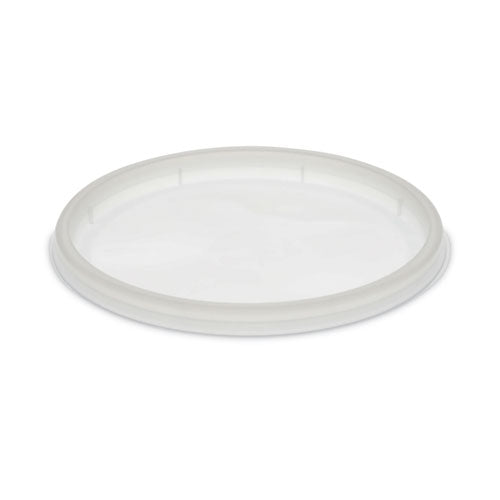 Newspring Delitainer Microwavable Container Lid, Recessed, 4.55" Diameter X 0.4" H, Translucent, Plastic, 480/carton