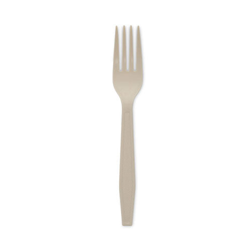 Earthchoice Psm Cutlery, Heavyweight Fork, Plastic, Tan, 1,000/carton
