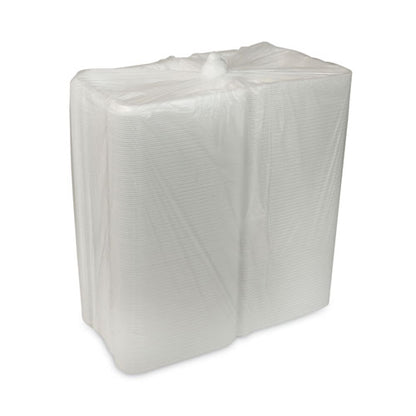 Vented Foam Hinged Lid Container, Dual Tab Lock, 3 Compartments, 9.13 X 9 X 3.25, White, 150/carton