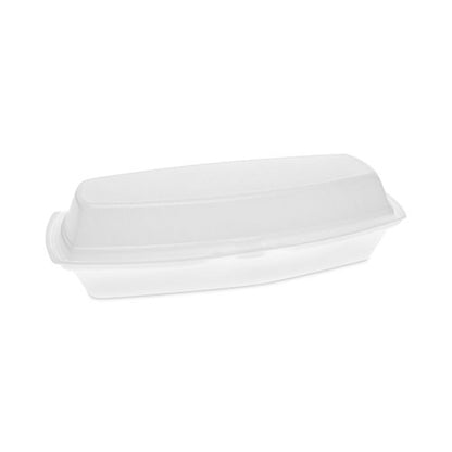Foam Hinged Lid Container, Single Tab Lock Hot Dog, 7.25 X 3 X 2, White, 504/carton