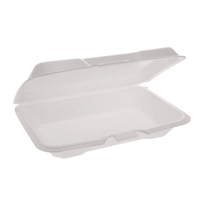 Conventional Foam Hinged Lid Container, Very Shallow, 9 X 6.5 X 1.3, White, 150/carton