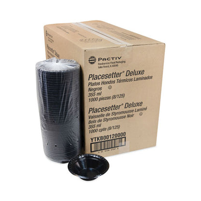 Placesetter Deluxe Laminated Foam Dinnerware, Bowl, 12 Oz, Black, 1,000/carton