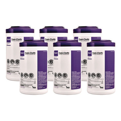 Super Sani-cloth Disinfecting Wipes, 15 X 7.5, Unscented, White, 75 Wipes/canister, 6/carton