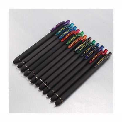 Energel Kuro Gel Pen, Retractable, Medium 0.7 Mm, Assorted Ink Colors, Black Barrel, 12/pack