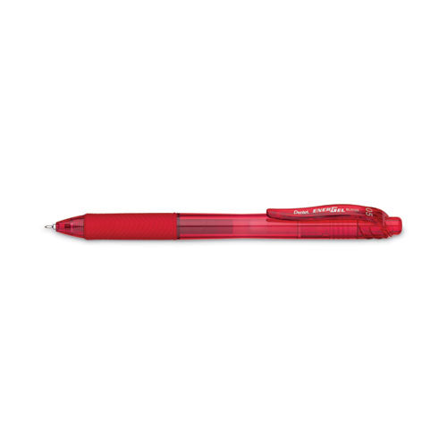 Energel-x Gel Pen, Retractable, Fine 0.5 Mm, Red Ink, Translucent Red/red Barrel, Dozen