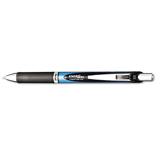 Energel Rtx Gel Pen, Retractable, Fine 0.5 Mm, Black Ink, Black/blue Barrel