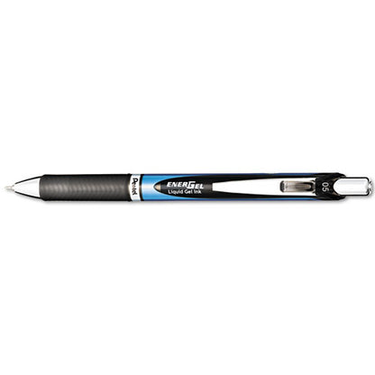 Energel Rtx Gel Pen, Retractable, Fine 0.5 Mm, Black Ink, Black/blue Barrel