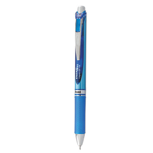 Energel Rtx Gel Pen, Retractable, Fine 0.5 Mm, Blue Ink, Blue/light Blue Barrel