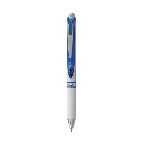 Energel Rtx Gel Pen, Retractable, Fine 0.5 Mm, Blue Ink, White/translucent Blue Barrel