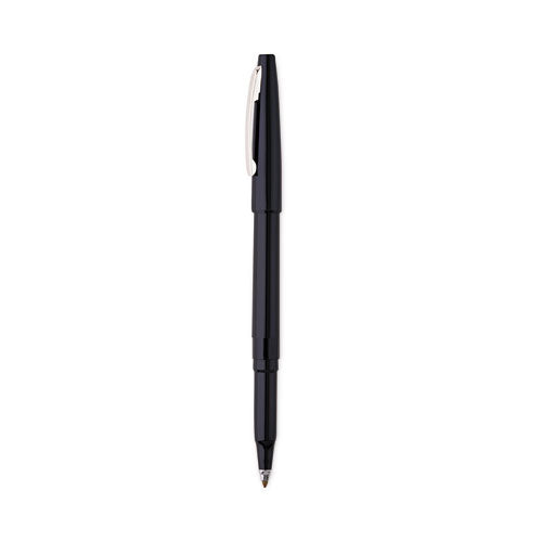 Rolling Writer Rollerball Pen, Stick, Medium 0.8 Mm, Black Ink, Black Barrel, Dozen