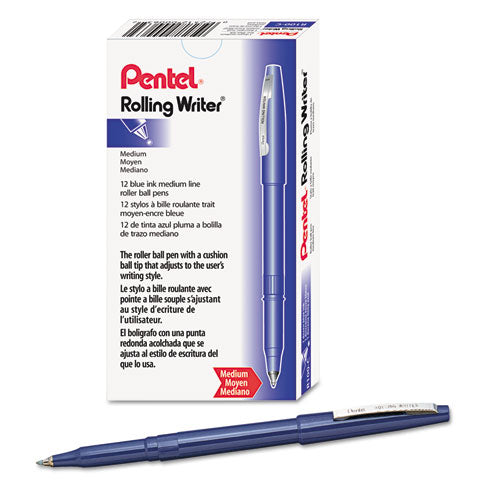 Rolling Writer Rollerball Pen, Stick, Medium 0.8 Mm, Blue Ink, Blue Barrel, Dozen