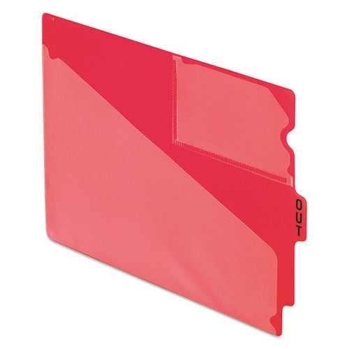 Colored Poly End Tab "out" Guides, 1/3-cut: Center Position, For Letter Size Files, Red, 50/box