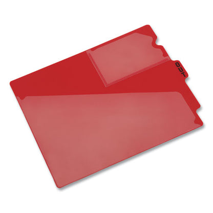 Colored Poly End Tab "out" Guides, 1/3-cut: Center Position, For Letter Size Files, Red, 50/box