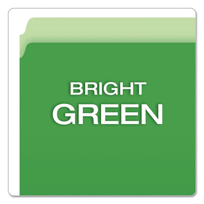 Colored File Folders, Straight Tabs, Letter Size, Green/light Green, 100/box