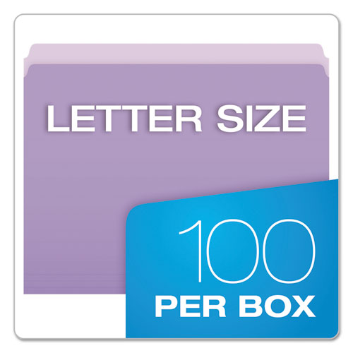 Colored File Folders, Straight Tabs, Letter Size, Lavender/light Lavender, 100/box
