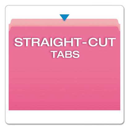 Colored File Folders, Straight Tabs, Letter Size, Pink/light Pink, 100/box