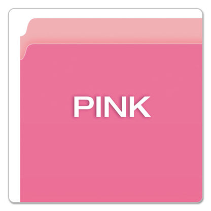 Colored File Folders, Straight Tabs, Letter Size, Pink/light Pink, 100/box