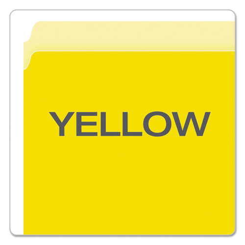 Colored File Folders, Straight Tabs, Letter Size, Yellow/light Yellow, 100/box