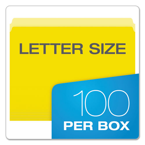 Colored File Folders, Straight Tabs, Letter Size, Yellow/light Yellow, 100/box