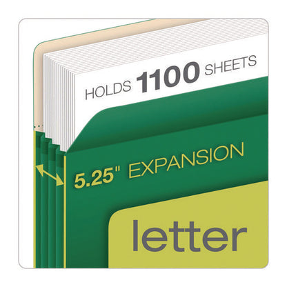Reinforced File Pocket, 5.25" Expansion, Letter Size, Green