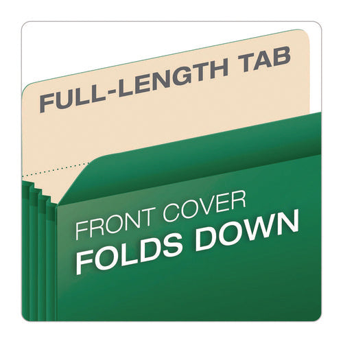 Reinforced File Pocket, 5.25" Expansion, Letter Size, Green