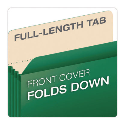 Reinforced File Pocket, 5.25" Expansion, Letter Size, Green