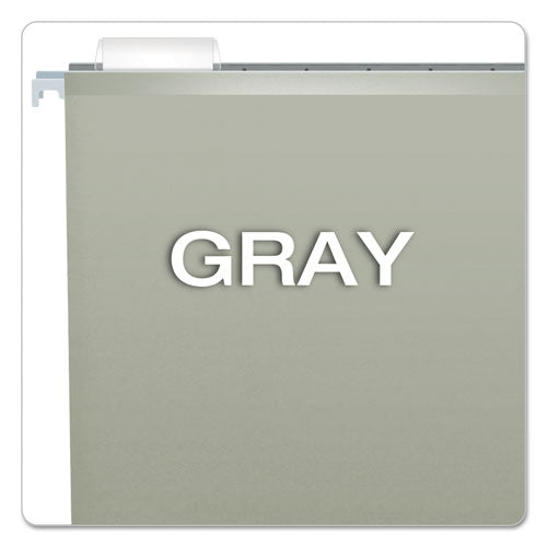 Colored Reinforced Hanging Folders, Letter Size, 1/5-cut Tabs, Gray, 25/box