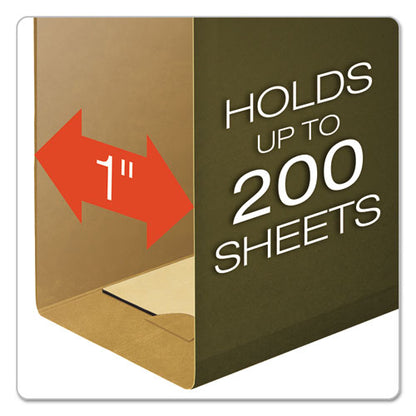 Extra Capacity Reinforced Hanging File Folders With Box Bottom, 1" Capacity, Legal Size, 1/5-cut Tabs, Green, 25/box