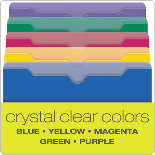 Poly File Jackets, Straight Tab, Legal Size, Assorted Colors, 5/pack