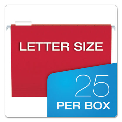 Colored Hanging Folders, Letter Size, 1/5-cut Tabs, Red, 25/box