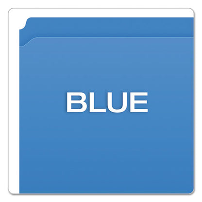 Double-ply Reinforced Top Tab Colored File Folders, Straight Tabs, Letter Size, 0.75" Expansion, Blue, 100/box