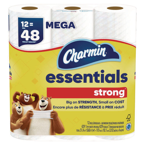 Essentials Strong Bathroom Tissue, Septic Safe, 1-ply, White, 429 Sheets/roll, 12 Rolls/pack, 4 Packs/carton