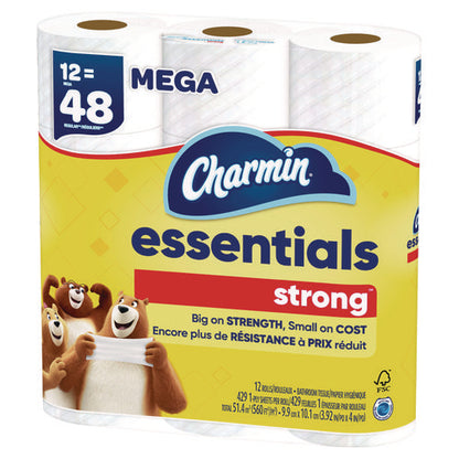 Essentials Strong Bathroom Tissue, Septic Safe, 1-ply, White, 429 Sheets/roll, 12 Rolls/pack, 4 Packs/carton