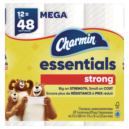 Essentials Strong Bathroom Tissue, Septic Safe, 1-ply, White, 429 Sheets/roll, 12 Rolls/pack, 4 Packs/carton