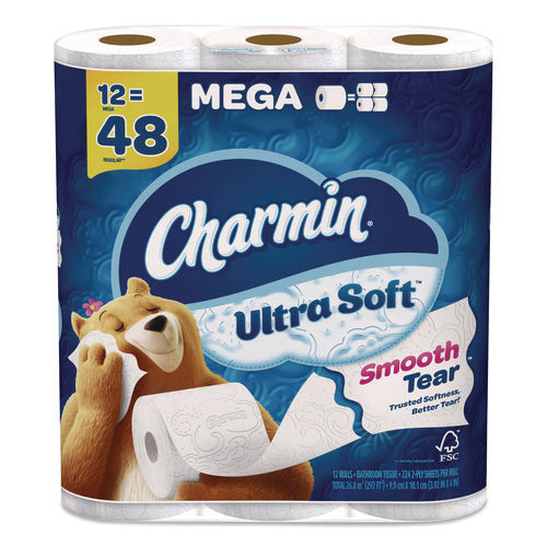 Ultra Soft Bathroom Tissue, Mega Roll, Septic Safe, 2-ply, White, 224 Sheets/roll, 12 Rolls/pack