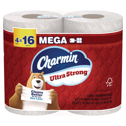 Ultra Strong Bathroom Tissue, Septic Safe, 2-ply, White, 220 Sheets/roll, 4 Rolls/pack, 8 Packs/carton